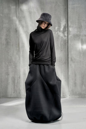 BLACK NEOPRENE BALLOON SKIRT