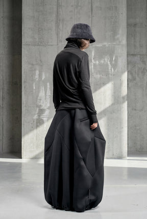 BLACK NEOPRENE BALLOON SKIRT