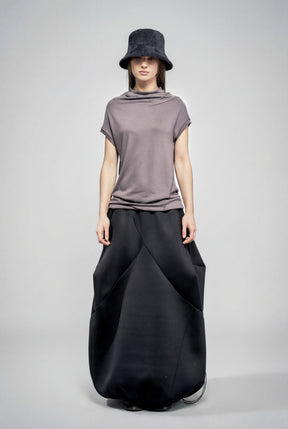 BLACK NEOPRENE BALLOON SKIRT