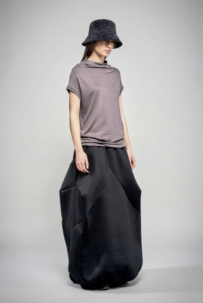 BLACK NEOPRENE BALLOON SKIRT