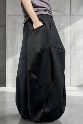 BLACK NEOPRENE BALLOON SKIRT