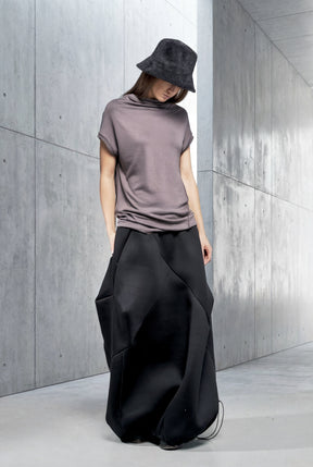 BLACK NEOPRENE BALLOON SKIRT