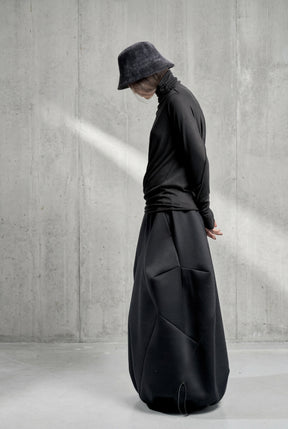 BLACK NEOPRENE BALLOON SKIRT