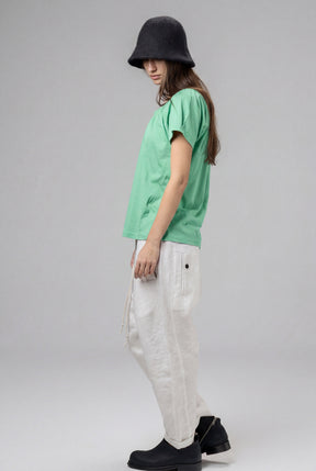 GATHERED NECKLINE SHORT SLEEVE MINT GREEN TOP