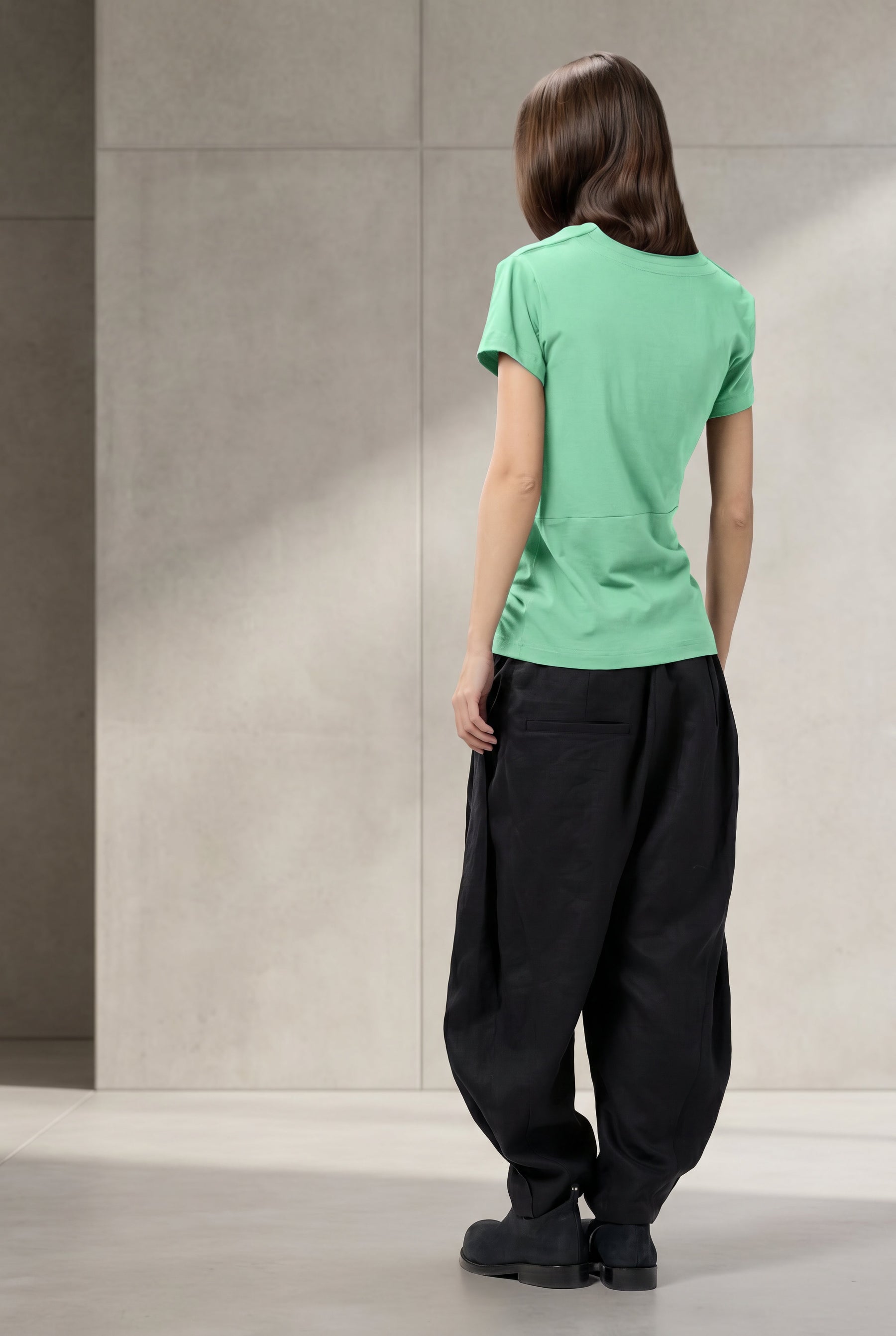 MINT GREEN SHORT SLEEVE DRAPE BLOUSE