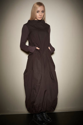 LONG SLEEVED DISTORTED MAXI DRESS