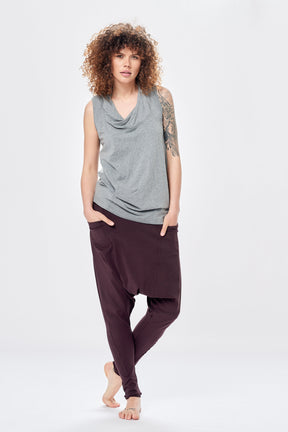 LOOSE HAREM COTTON PANTS WITH POCKETS