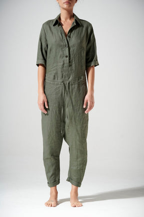 LINEN HALF SLEEVED ROMPER
