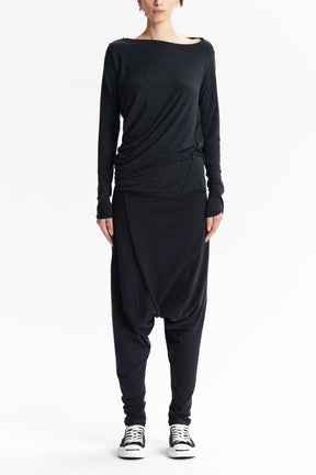 CHARCOAL DRAPED BOATNECK TOP