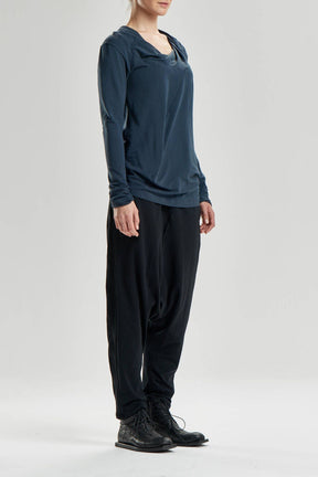 DRAPE COLLAR LONG SLEEVED TOP