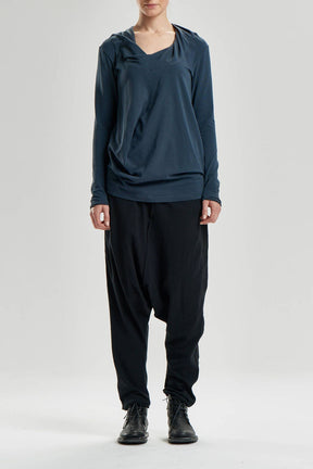 DRAPE COLLAR LONG SLEEVED TOP