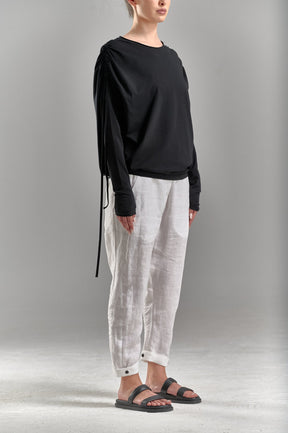 DRAPED SHOULDER LONG SLEEVED LOOSE TOP