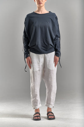 DRAPED SHOULDER LONG SLEEVED LOOSE TOP