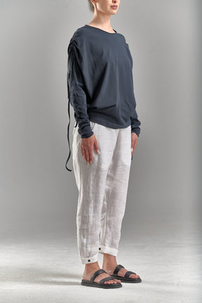 DRAPED SHOULDER LONG SLEEVED LOOSE TOP