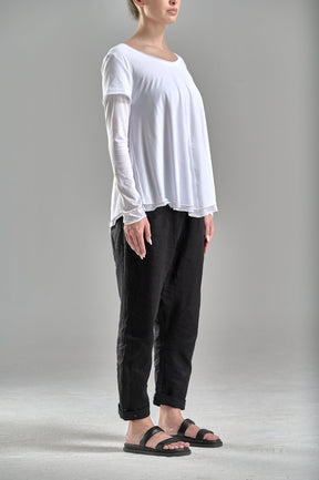 DOUBLE LAYERED LOOSE WHITE TOP - LONG SLEEVES