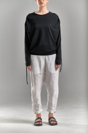 DRAPED SHOULDER LONG SLEEVED LOOSE TOP
