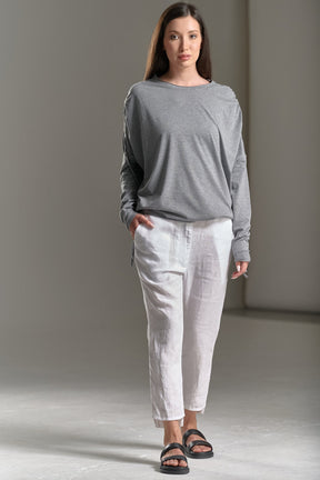 DRAPED SHOULDER LONG SLEEVED LOOSE TOP