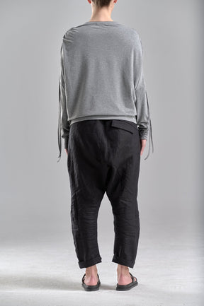 DRAPED SHOULDER LONG SLEEVED LOOSE TOP