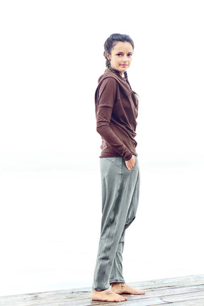 DROPPED CROTCH CASUAL COTTON PANTS