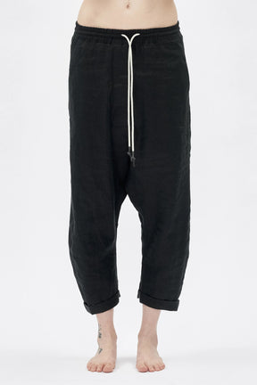 DROPPED CROTCH LINEN PANTS