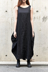 BLACK OVERSIZED LINEN DRESS