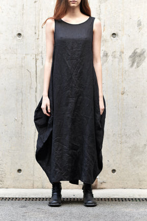 BLACK OVERSIZED LINEN DRESS