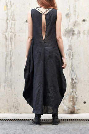 BLACK OVERSIZED LINEN DRESS