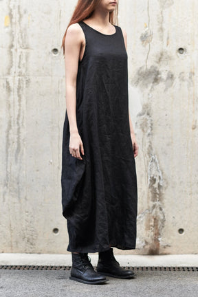 BLACK OVERSIZED LINEN DRESS