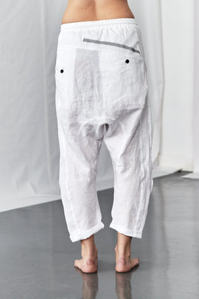 DROPPED CROTCH LINEN PANTS