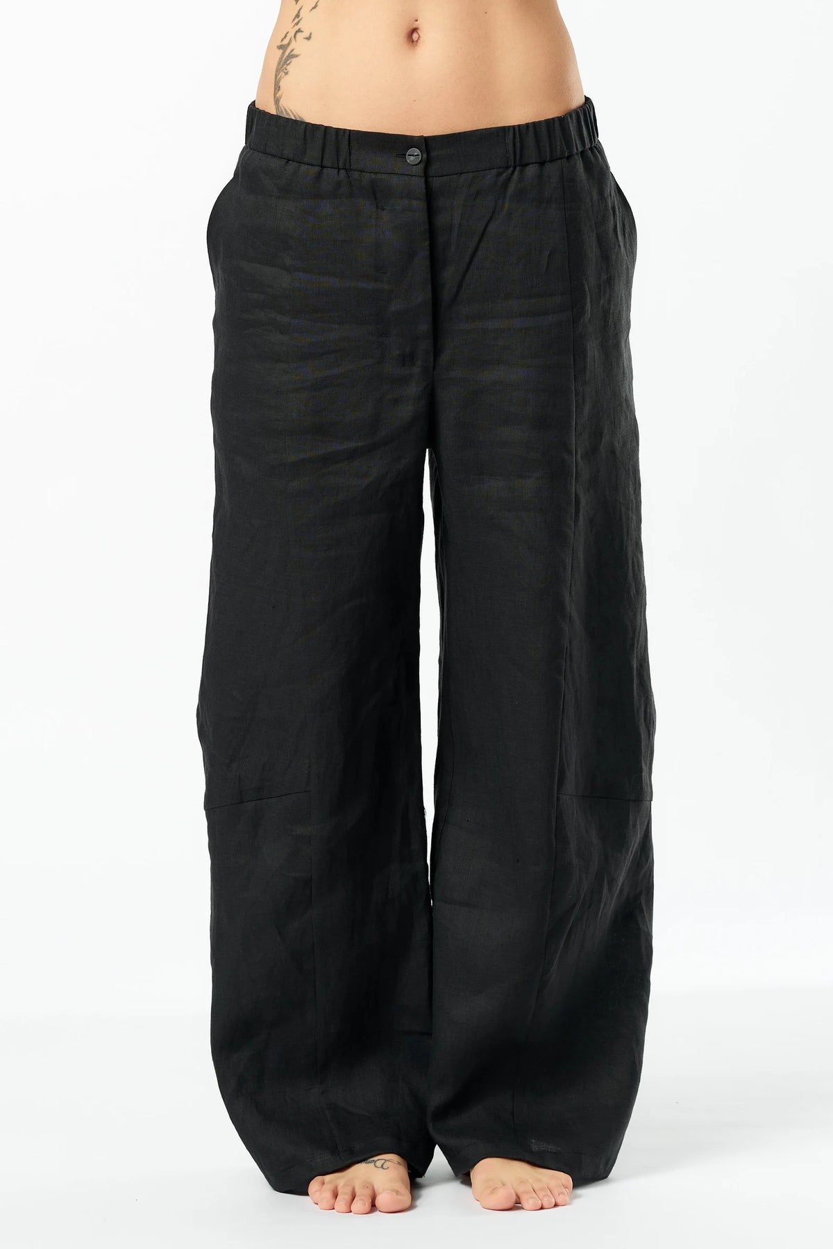WIDE-LEG LINEN PANTS WITH POCKETS