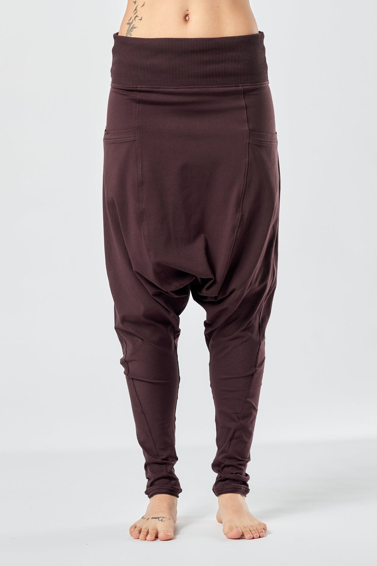 LOOSE HAREM COTTON PANTS WITH POCKETS