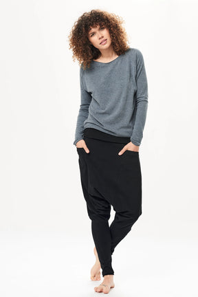 LOOSE HAREM COTTON PANTS WITH POCKETS