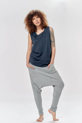 LOOSE HAREM COTTON PANTS WITH POCKETS