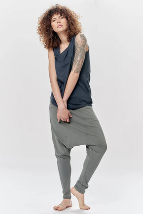 LOOSE HAREM COTTON PANTS WITH POCKETS