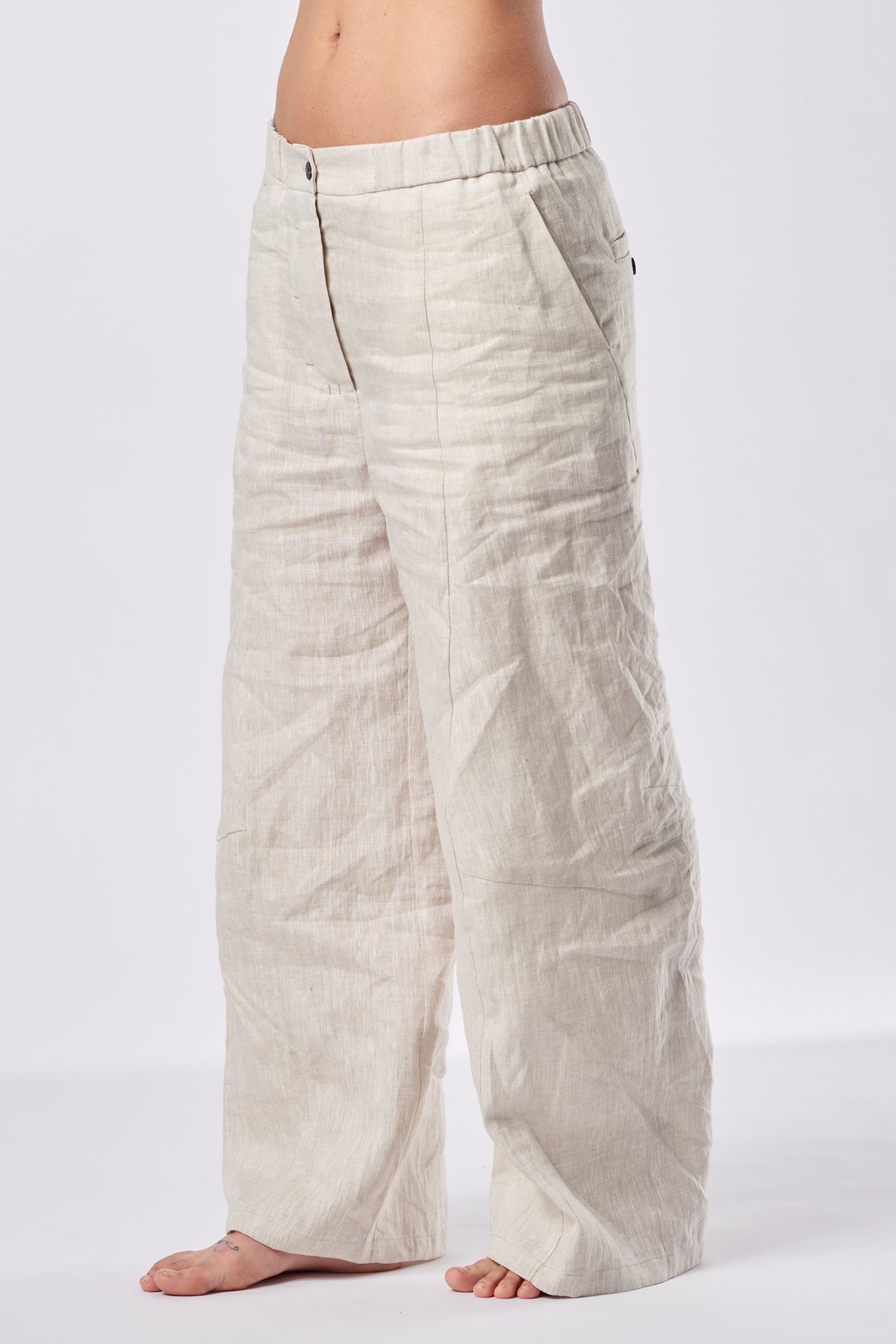 WIDE-LEG LINEN PANTS WITH POCKETS