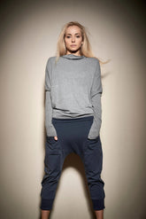 MUTED BLUE YOGA CROPPED PANTS WITH POCKETS