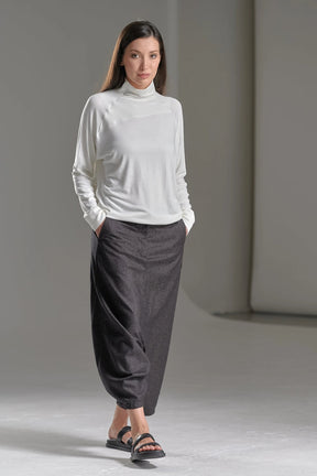 CROPPED LOW CROTCH WOOL PANTS