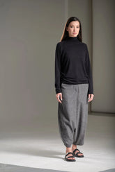 CROPPED LOW CROTCH WOOL PANTS